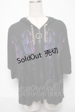 画像1: SEX POT ReVeNGe / プリント半袖カットパーカー  黒 S-25-05-24-038-SP-TO-AS-ZS