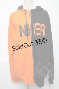 NieR Clothing / バイカラーパーカー  黒ｘオレンジ S-25-05-24-041-PU-TO-AS-ZS