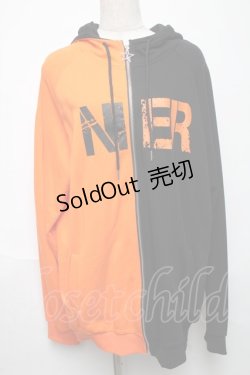画像1: NieR Clothing / バイカラーパーカー  黒ｘオレンジ S-25-05-24-041-PU-TO-AS-ZS