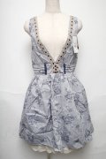 axes femme / バラ柄ジャガードタックワンピース  ブルー S-25-05-24-045-AX-OP-AS-ZS