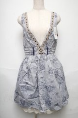 axes femme / バラ柄ジャガードタックワンピース  ブルー S-25-05-24-045-AX-OP-AS-ZS
