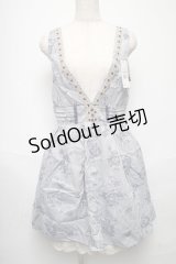 axes femme / バラ柄ジャガードタックワンピース  ブルー S-25-05-24-045-AX-OP-AS-ZI