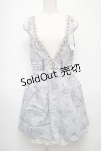 axes femme / バラ柄ジャガードタックワンピース  ブルー S-25-05-24-045-AX-OP-AS-ZI