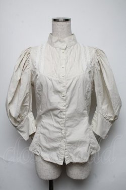 画像1: ATELIER PIERROT / 立ち襟レース七分丈ブラウス  ベージュ S-25-05-25-022-EL-BL-HR-ZS