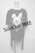 LISTEN FLAVOR / アイボールバニーカットソー  黒 S-25-05-25-035-PU-TO-AS-ZS