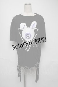 LISTEN FLAVOR / アイボールバニーカットソー  黒 S-25-05-25-035-PU-TO-AS-ZS