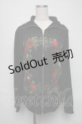 Drug Honey / 臓器の花園柄ブルゾンジャケット  黒 S-25-05-25-036-PU-JA-AS-ZS