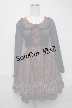 画像1: axes femme NOSTALGIE / チェック切替ワンピース  赤ｘ紺 S-25-05-25-047-AX-OP-HR-ZS