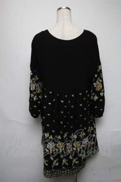画像2: Jane Marple Dans Le Salon /フラワー刺繍チュニックワンピース  黒 S-25-05-25-048-JM-OP-AS-ZS