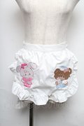 axes femme kawaii / mikkoコラボ刺繍エプロン  白 S-25-05-25-050-AX-SK-HR-ZS