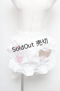 axes femme kawaii / mikkoコラボ刺繍エプロン  白 S-25-05-25-050-AX-SK-HR-ZS