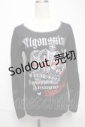ALGONQUINS / クラウンプリント長袖カットソー  黒 S-25-05-28-041-AL-TO-HR-ZS