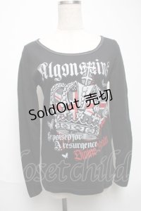 ALGONQUINS / クラウンプリント長袖カットソー  黒 S-25-05-28-041-AL-TO-HR-ZS