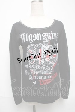 画像1: ALGONQUINS / クラウンプリント長袖カットソー  黒 S-25-05-28-041-AL-TO-HR-ZS