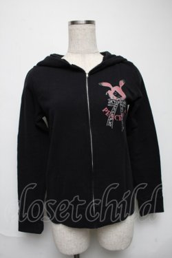 画像1: PEACE NOW / プリントジップパーカー  黒 S-25-05-28-043-PU-BL-HR-ZS
