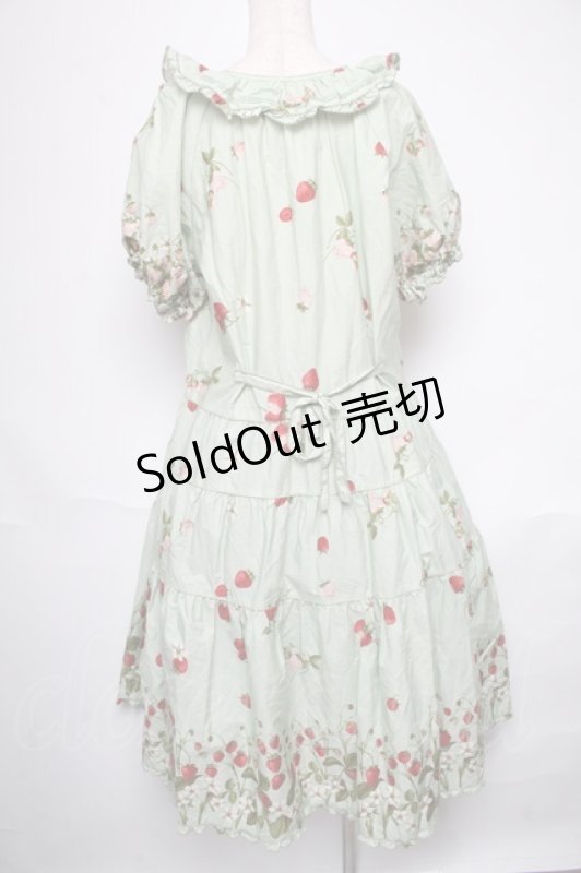 画像2: PINK HOUSE / いちごプリントミディワンピース  グリーン S-25-05-28-047-LO-OP-HR-ZT473 (2)