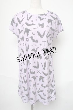 画像1: LISTEN FLAVOR / コウモリ総柄ワンピース  パープル S-25-05-28-052-PU-OP-HR-ZS