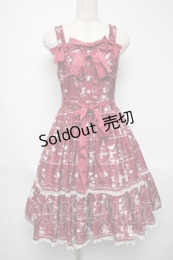 画像1: metamorphose / なかよしゆきあそびハイウエストジャンパースカート  エンジ S-25-05-28-055-ME-OP-HR-ZS