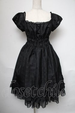画像1: ATELIER PIERROT / シャーリングパフスリーブワンピース  黒 S-25-05-28-060-EL-OP-HR-ZS