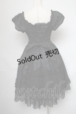 画像2: ATELIER PIERROT / シャーリングパフスリーブワンピース  黒 S-25-05-28-060-EL-OP-HR-ZS