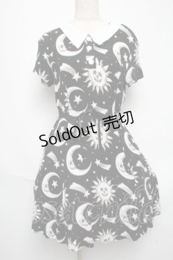 画像1: KILL STAR / 太陽×月ワンピース  黒 S-25-05-28-063-SL-OP-HR-ZS