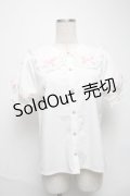 axes femme kawaii / 梯子レース半袖ブラウス  白ｘピンク S-25-05-28-022-AX-BL-AS-ZI