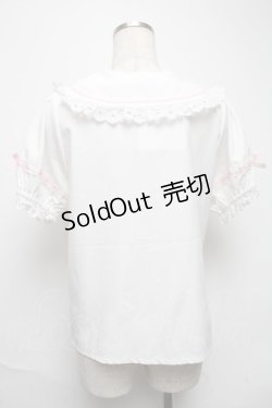 画像2: axes femme kawaii / 梯子レース半袖ブラウス  白ｘピンク S-25-05-28-022-AX-BL-AS-ZI