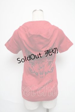 画像2: PEACE NOW / プリントｘダメージ半袖パーカー  赤 S-25-05-28-029-PU-TO-HR-ZS