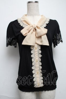 画像1: axes femme POETIQUE / バラ刺繍カットプルオーバー  黒 S-25-05-28-037-AX-TO-HR-ZS