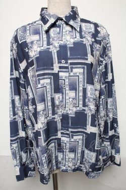 画像1: axes femme / フラワー×額縁ptシャツ M 紺 S-25-05-29-039-AX-TO-AS-ZS