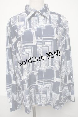 画像1: axes femme / フラワー×額縁ptシャツ M 紺 S-25-05-29-039-AX-TO-AS-ZI