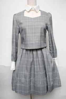 画像1: Ank Rouge / グレンチェックワンピース  グレー S-25-05-29-044-CA-OP-HR-ZS