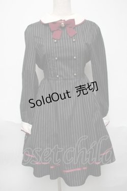 画像1: Amavel / ストライプワンピース  黒 S-25-05-29-048-CA-OP-HR-ZS
