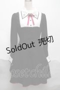 Amavel / クロス刺繍ヨーク配色ワンピース  黒 S-25-05-29-049-CA-OP-HR-ZS