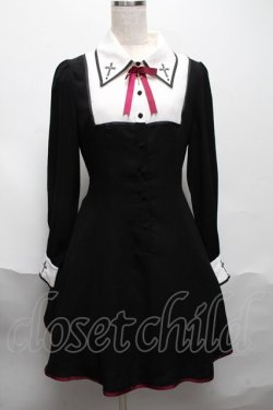 画像1: Amavel / クロス刺繍ヨーク配色ワンピース  黒 S-25-05-29-049-CA-OP-HR-ZS
