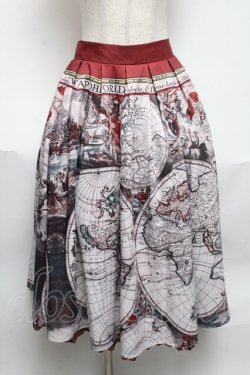 画像1: axes femme NOSTALGIE / ヴィンテージマップ柄 スカート  ワイン S-25-05-29-059-AX-SK-AS-ZS