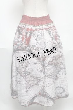 画像2: 【SALE】axes femme NOSTALGIE / ヴィンテージマップ柄 スカート  ワイン S-25-05-29-059-AX-SK-AS-ZT403