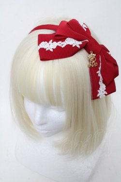 画像1: ALICE and the PIRATES / A/Pローズレースのグログランリボンカチューシャ  赤 S-25-05-29-023-PA-AC-AS-ZS