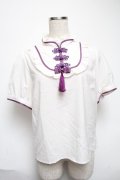 Amavel / チャイナモチーフスクエアヨーク切替ブラウス  白 S-25-05-29-031-CA-BL-HR-ZS