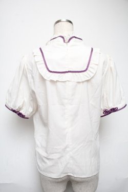 画像2: Amavel / チャイナモチーフスクエアヨーク切替ブラウス  白 S-25-05-29-031-CA-BL-HR-ZS