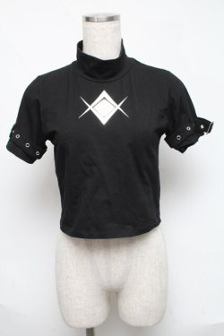 画像1: REFLEM / メタリックロゴハイネッククロップドTシャツ  黒 S-25-05-31-033-PU-TO-AS-ZS