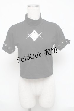 画像1: REFLEM / メタリックロゴハイネッククロップドTシャツ  黒 S-25-05-31-033-PU-TO-AS-ZS