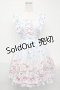 axes femme kawaii / ダイナーカフェジャンパースカート  サックス S-25-05-31-043-AX-OP-HR-ZS