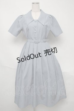 画像1: an another angelus / タイル風エンボス柄ワンピース  ブルー S-25-05-31-049-CA-OP-AS-ZS