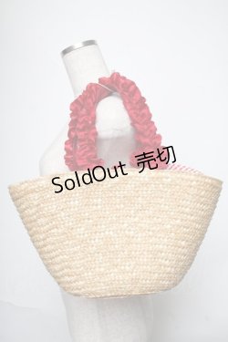画像3: Maison de FLEUR / パールフリルハンドルカゴバッグ  赤 S-25-06-01-021-LO-BG-HR-ZS