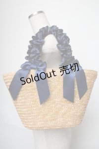 Maison de FLEUR / フリルハンドルかごバッグ  ネイビー S-25-06-01-022-LO-BG-HR-ZS