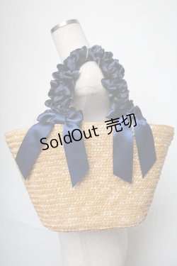 画像1: Maison de FLEUR / フリルハンドルかごバッグ  ネイビー S-25-06-01-022-LO-BG-HR-ZS