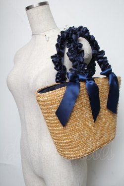 画像2: Maison de FLEUR / フリルハンドルかごバッグ  ネイビー S-25-06-01-022-LO-BG-HR-ZS