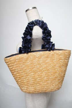 画像3: Maison de FLEUR / フリルハンドルかごバッグ  ネイビー S-25-06-01-022-LO-BG-HR-ZS