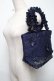 画像2: Maison de FLEUR / ダイヤキルトリボンフリルハンドルトートバッグ  紺 S-25-06-01-023-LO-BG-HR-ZS (2)